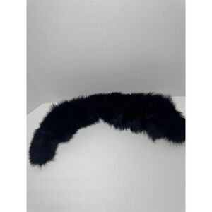 Fox Fur Collar Scarf For Jacket Coat Fluffy Soft Black 24"